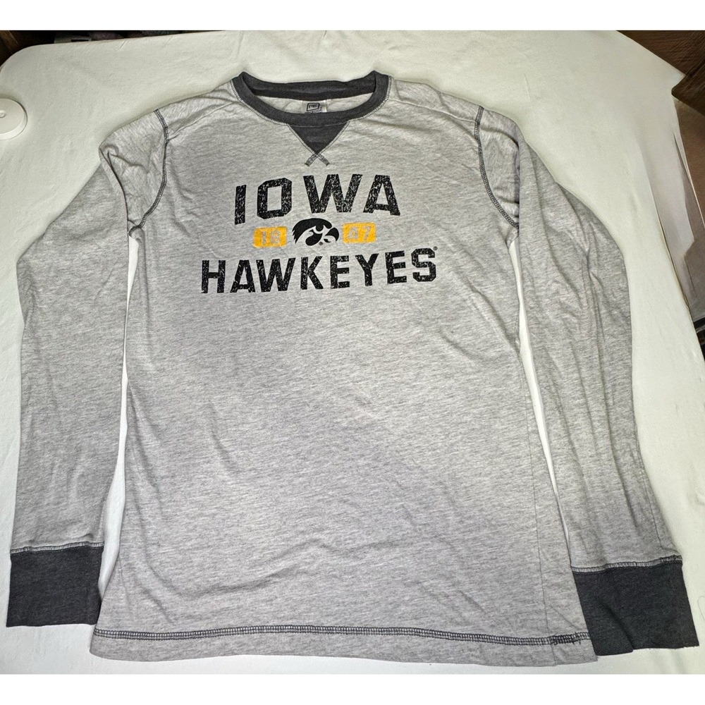 ProEdge Iowa Hawkeyes Men's Long Sleeve Shirt Gray/Black/Yellow Size M